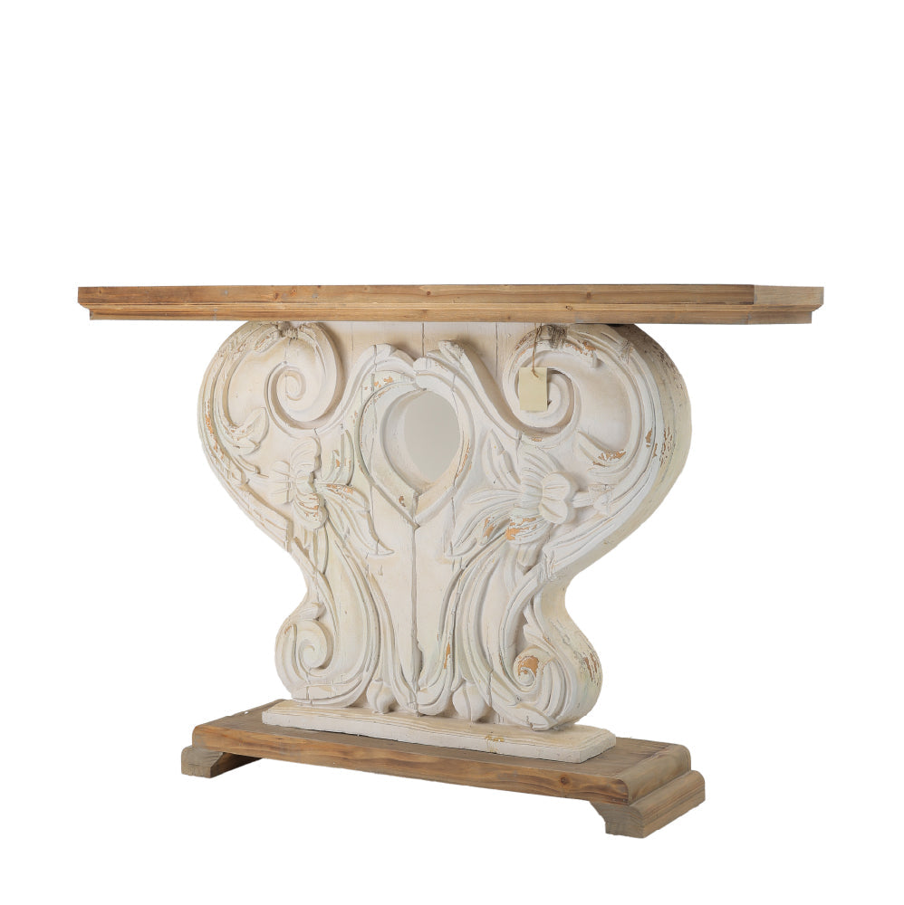 Classic Vintage Natural and White Console Table