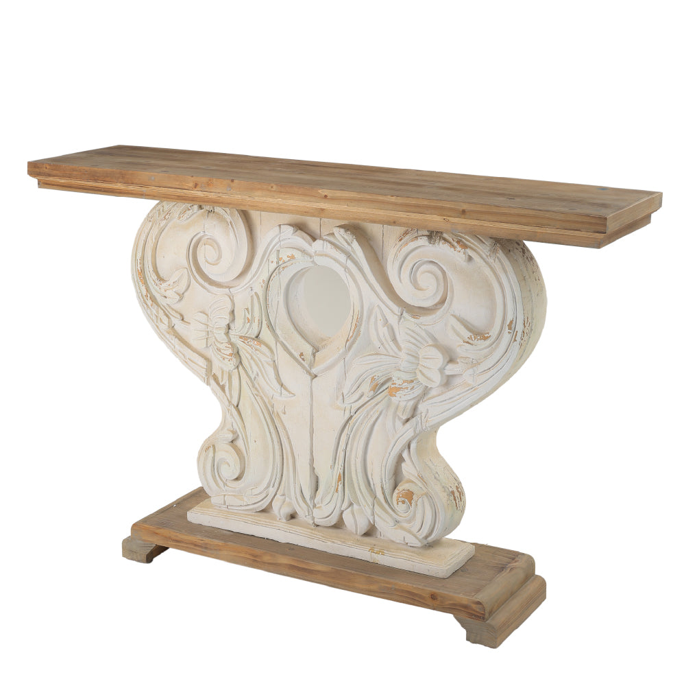 Classic Vintage Natural and White Console Table
