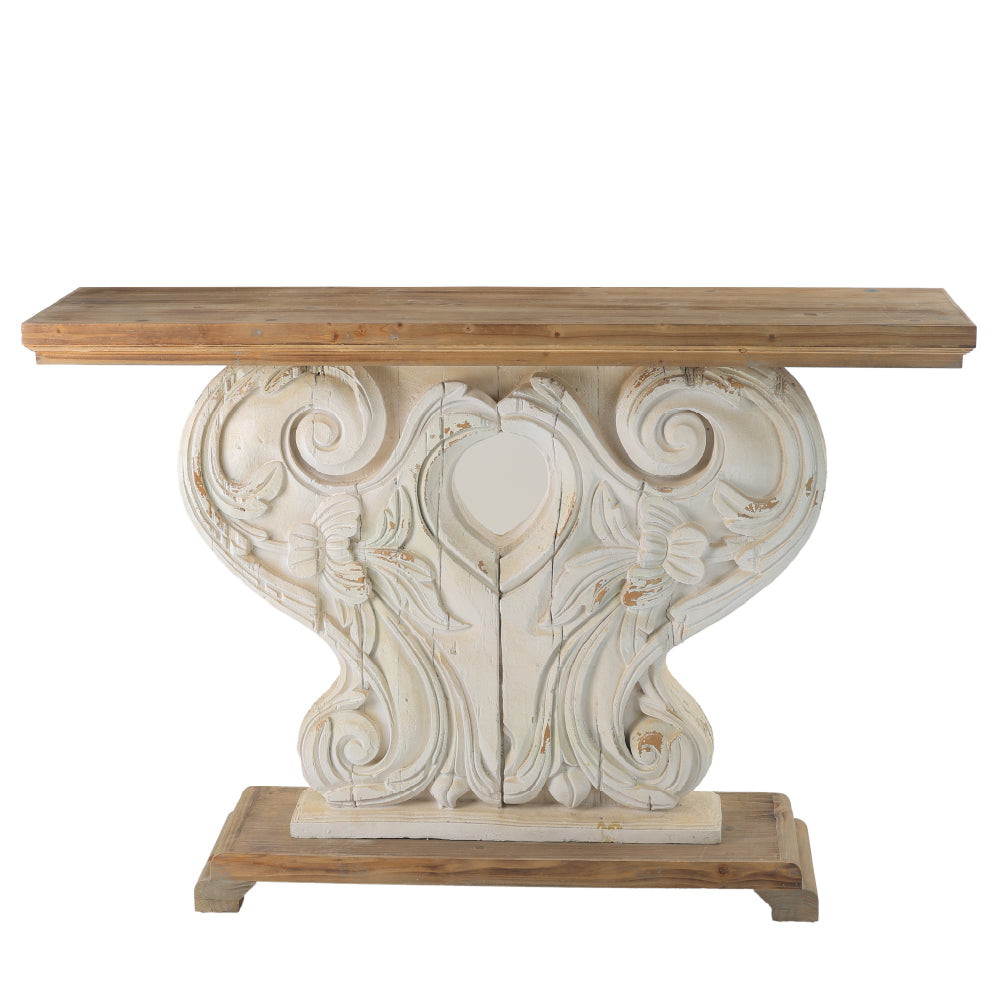 Classic Vintage Natural and White Console Table