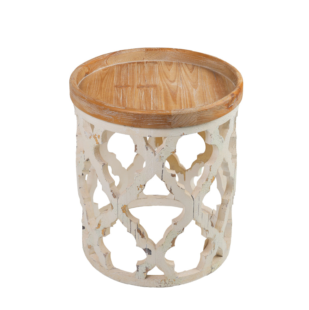 Large Distressed White Side Table