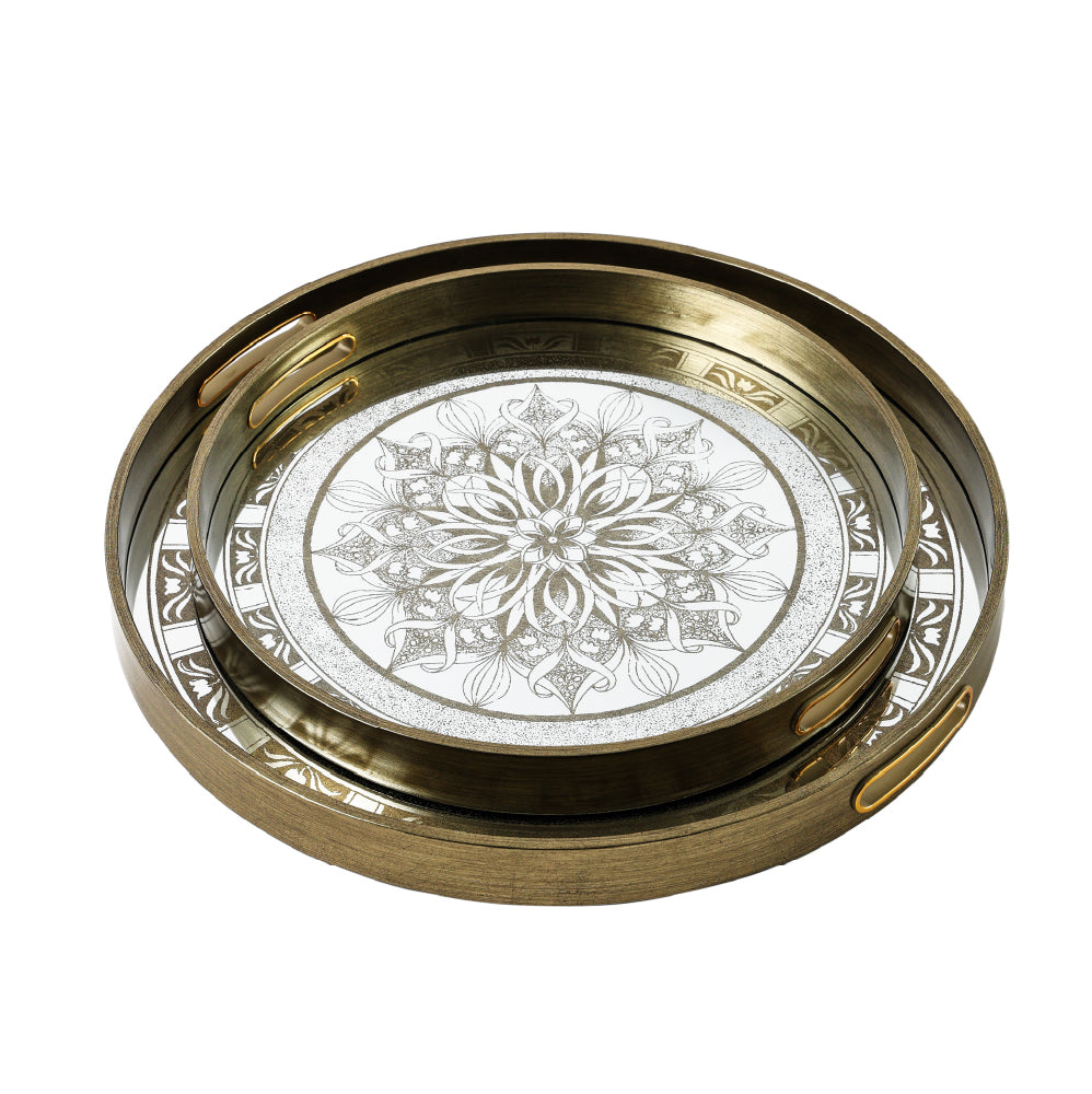 45 X 45 X 4cm S-2 Round Decorative Tray L:D17.5X1.5 S:D14.5X1.5