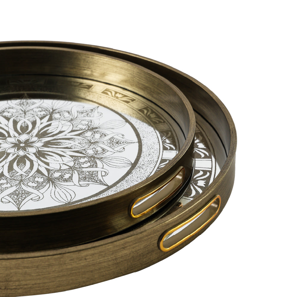 45 X 45 X 4cm S-2 Round Decorative Tray L:D17.5X1.5 S:D14.5X1.5