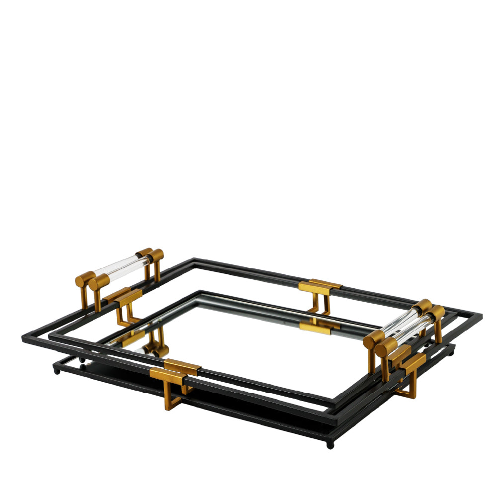 57.5 X 44.5 X 12.5cm S-2 Tribute Black And Gold Trays L:22.5x17.5x5 S:20.5x15.5x4.5