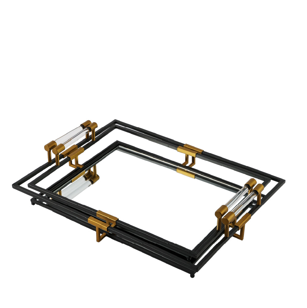 57.5 X 44.5 X 12.5cm S-2 Tribute Black And Gold Trays L:22.5x17.5x5 S:20.5x15.5x4.5