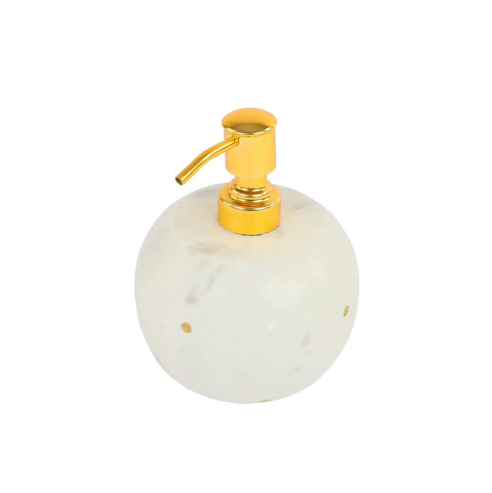 11.4 X 11.4 X 15cm  S/3 Marble Bath Set Dispenser:D4.5X6 Cup:D4.5X3.5 Tray:10X6X2