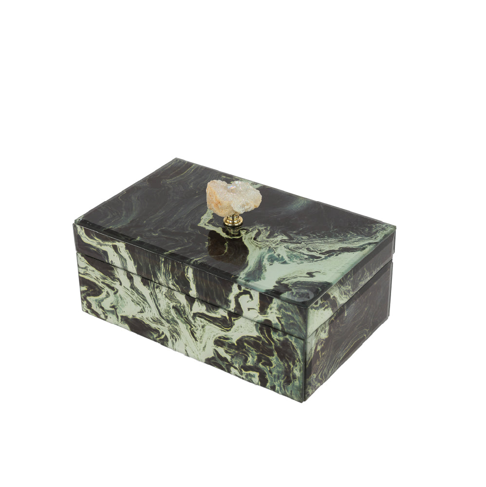 21.08 X 12.7 X 12.7cm  BLACK MARBLED JEWELRY CASE, MEDIUM