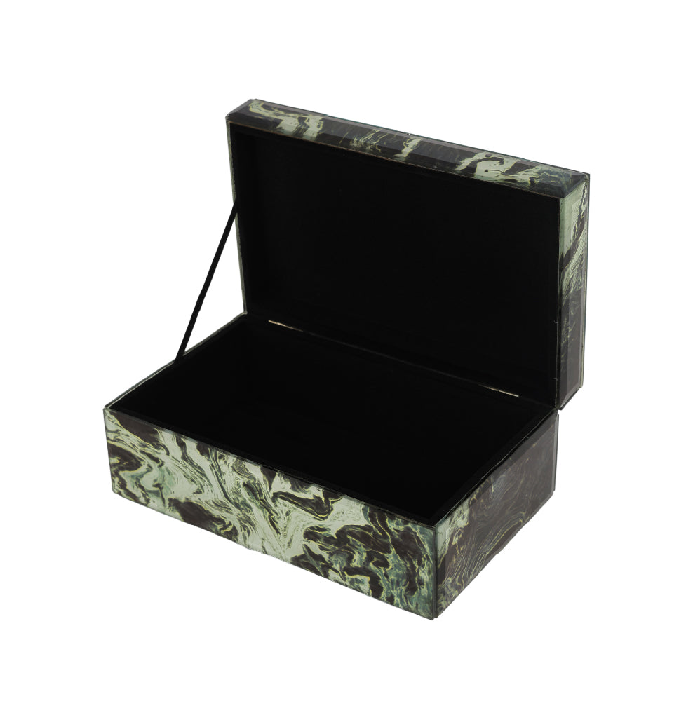 21.08 X 12.7 X 12.7cm  BLACK MARBLED JEWELRY CASE, MEDIUM