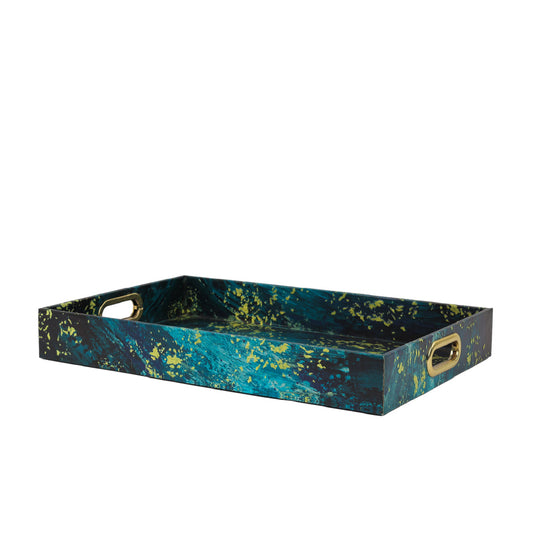 S/2 Effra Rectangular Trays,Blue Marbled L:19X14"  S:18X12"