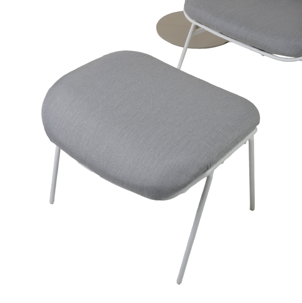 Grey sun lounger with umbrella and table