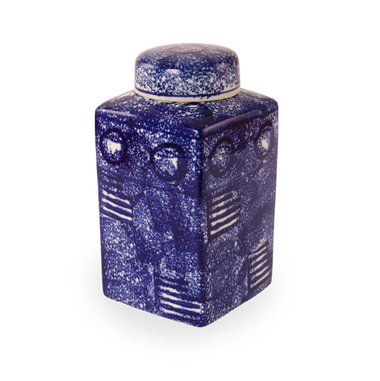 BLUE LIDDED JAR VASA   SMALL