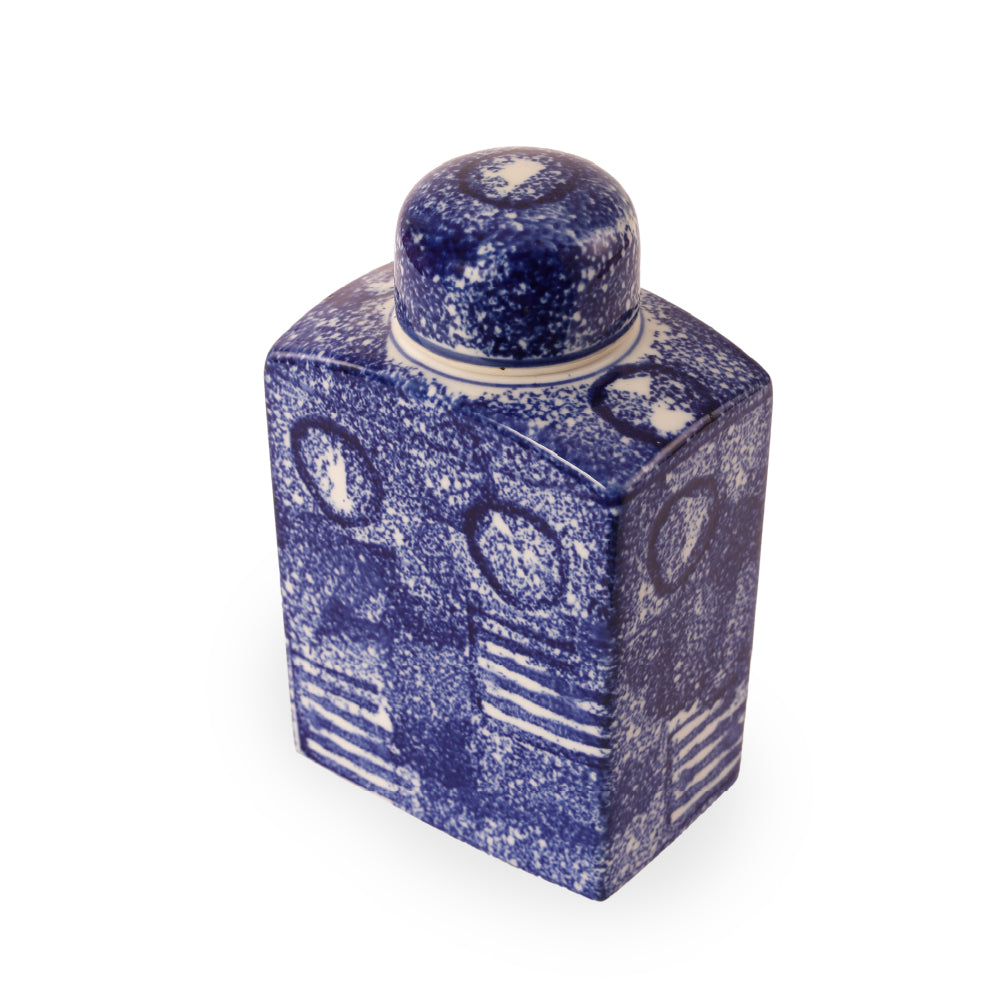 BLUE LIDDED JAR VASA   SMALL