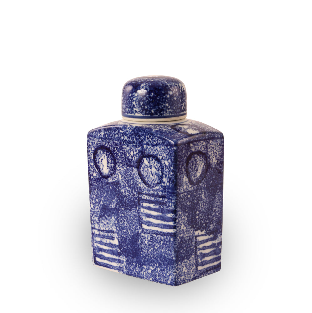BLUE LIDDED JAR VASA   SMALL